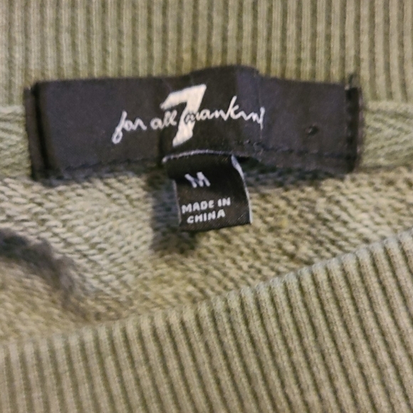 7 For All Mankind Green Cropped Ruffle Sweater Y2K Grunge Streetwear Medium NWT - Picture 8 of 8